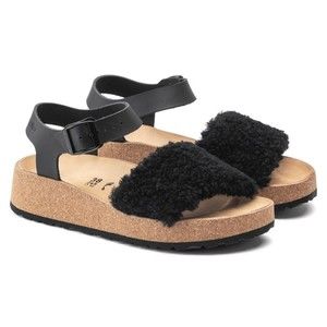 Birkenstock Women's Papillio Glenda Shearling‎ Teddy Sandal - Black 38 7-7.5